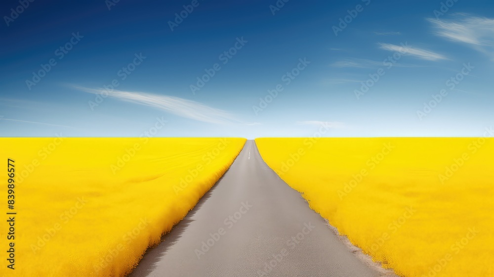 Naklejka premium wheat road yellow line