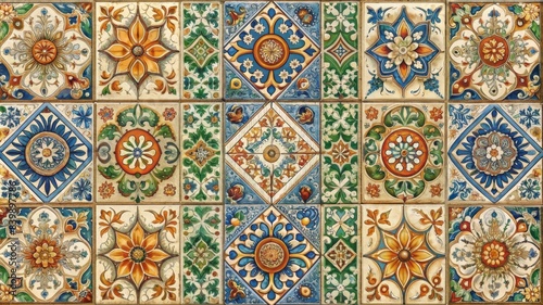 Repeating floral design used for traditional Thai decoration on walls, textiles, and ceramics