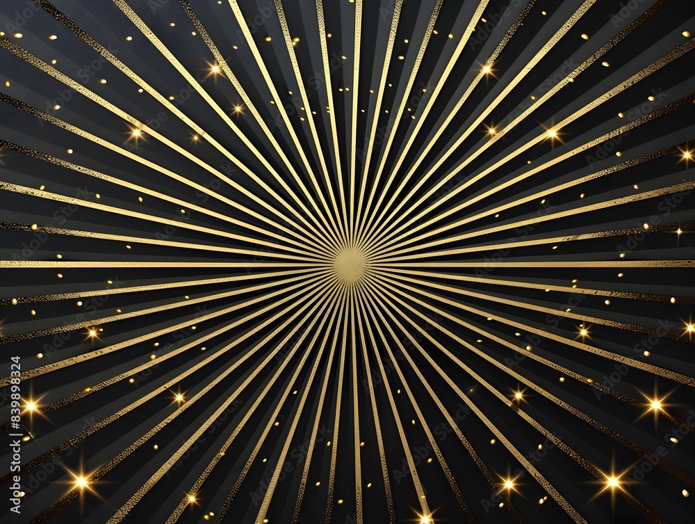 Obraz premium Radiant Golden Sunburst Pattern on Dark Elegant Luxury Background Concept