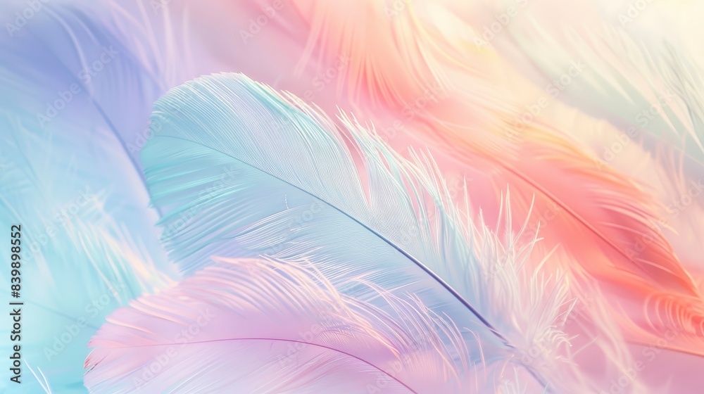 pastel colour feather abstract background, generative ai