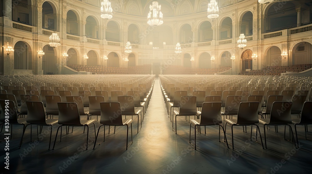 Fototapeta premium tables blurred congress interior