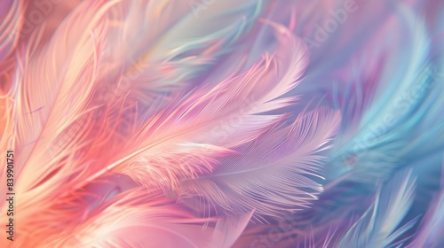 pastel colour feather abstract background, generative ai