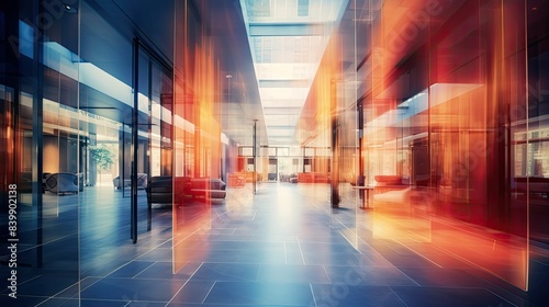 lobby blurred architecture modern interior