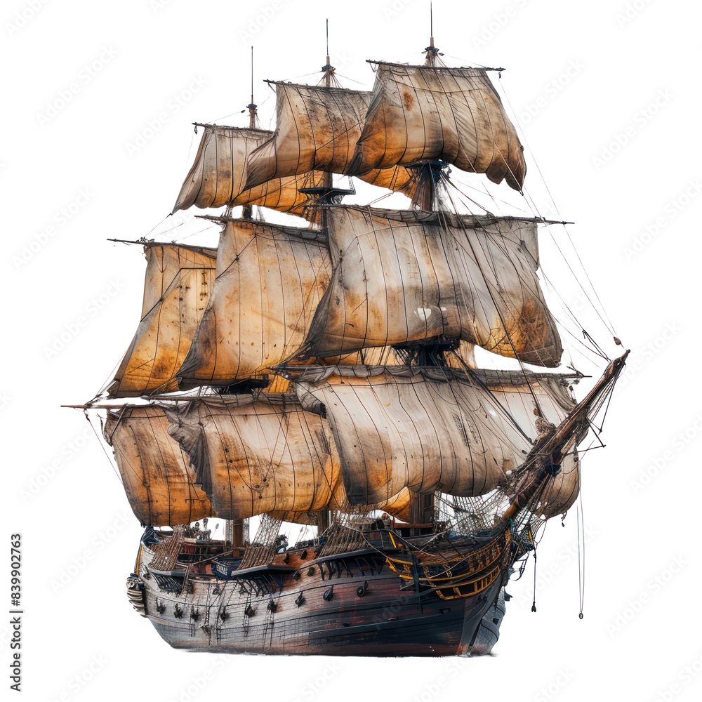 Fototapeta premium Sailing boat isolated on a transparent background