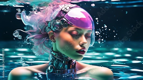 Female robots sleeping in the water,Portrait of a Future Man,women,Futurama photo