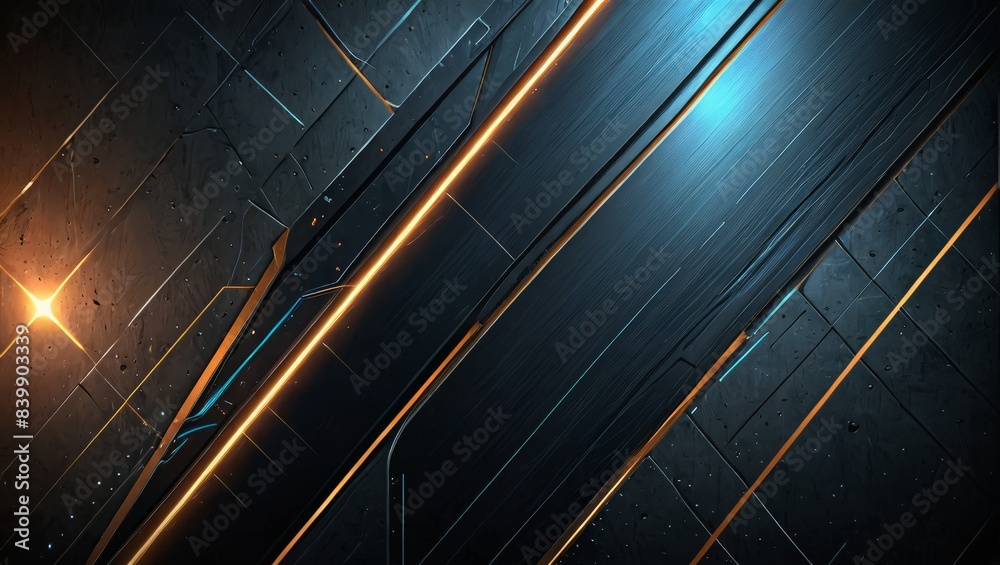 Obraz premium Abstract Black and Gold Pattern with Glowing Lines