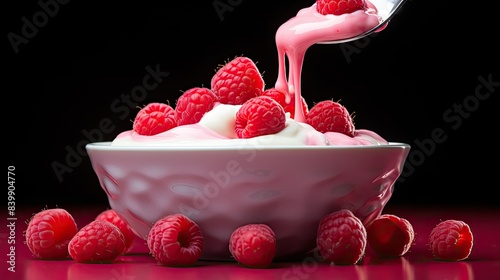 yogurt berry raspberry fruit photo