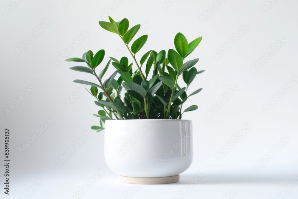 ZZ plant in modern white plant pot ZZ plant in modern white plant pot
