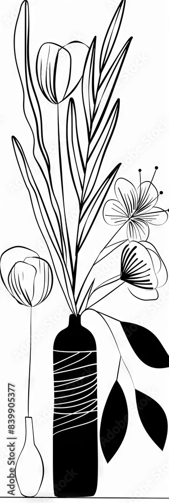 Fototapeta premium Abstract minimalistic Boho Bohemian elements design vector line art with a solid monochromatic background