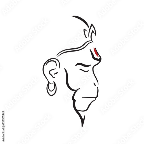 Lord Hanuman vector design beautiful art. Lord Hanuman line art.