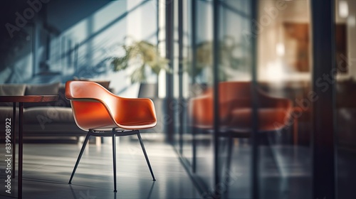 office blurred mid century modern interiors