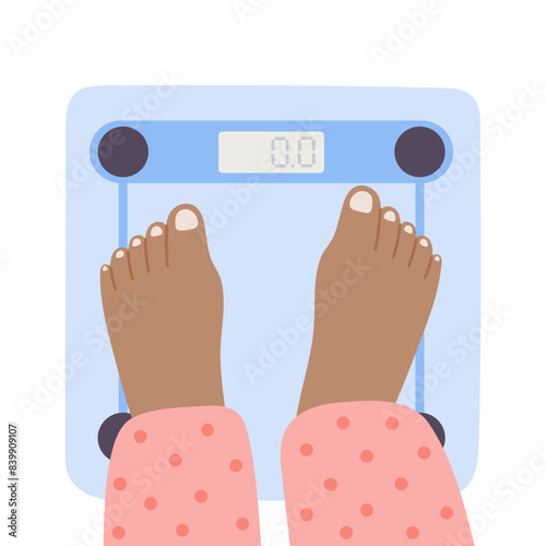 Person is standing on bathroom scales over
