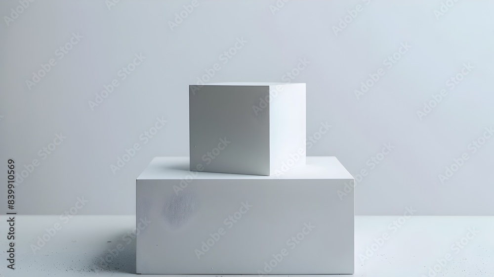 Minimalist White Cube Backdrop for Product Presentation Concept with Copy Space Minimalist White Cube Backdrop for Product Presentation Concept with Copy Space