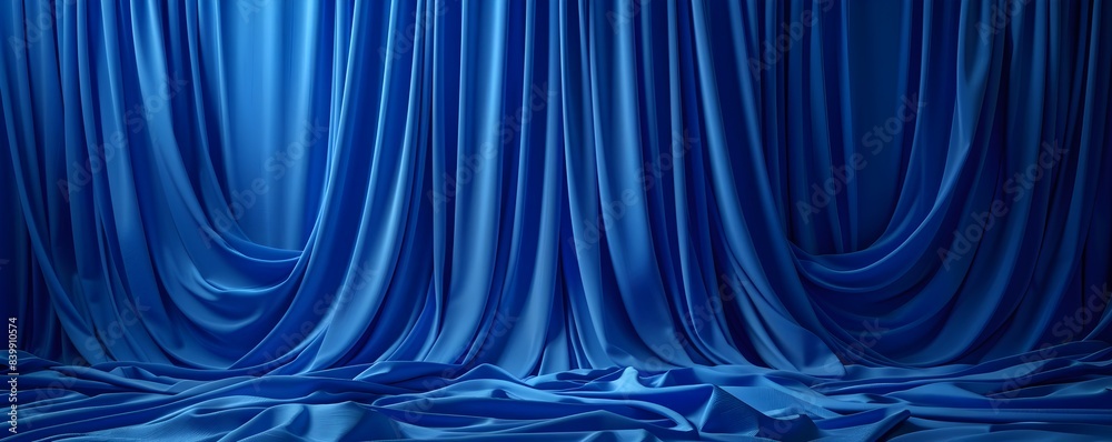 Elegant Blue Draped Fabric Backdrop for Premium Product Presentation Elegant Blue Draped Fabric Backdrop for Premium Product Presentation