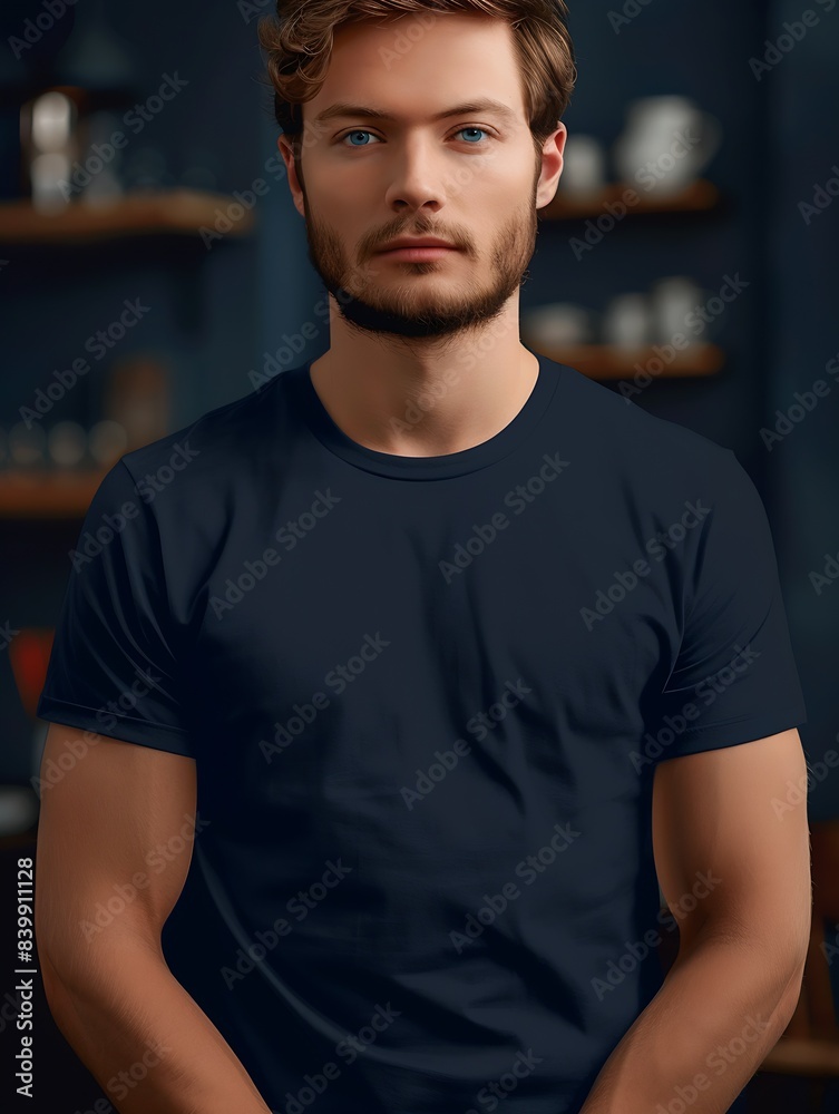 T-Shirt mockup dark blue : Generative AI T-Shirt mockup dark blue : Generative AI