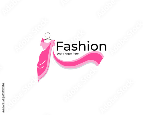 abstract saree, dress fashion logo design illustration