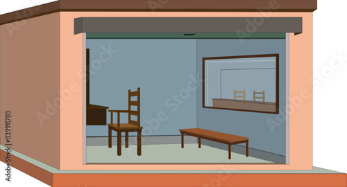 Saloon clipart vector illustration isolated design. Indian village saloon. Asian small saloon room for cartoon animation