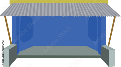 Indian village shop empty room isolated with white background illustration vector. Indian village hut shop for cartoon animation
