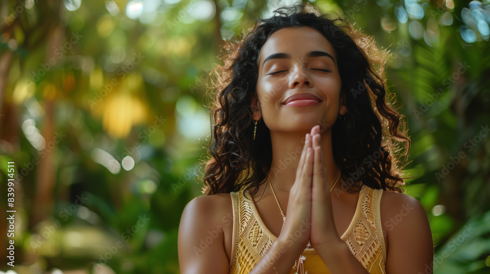 Save to Library Download Preview Preview Crop Find Similar FILE #: 827309969 Happy calm young Hispanic woman holding hands in namaste meditating doing yoga breathing exercises with eyes closed feeling Save to Library Download Preview Preview Crop Find Similar FILE #: 827309969 Happy calm young Hispanic woman holding hands in namaste meditating doing yoga breathing exercises with eyes closed feeling