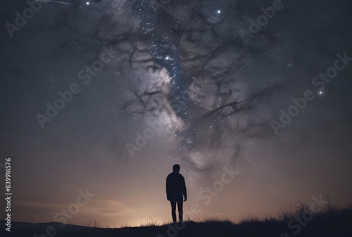 人と夜空の背景