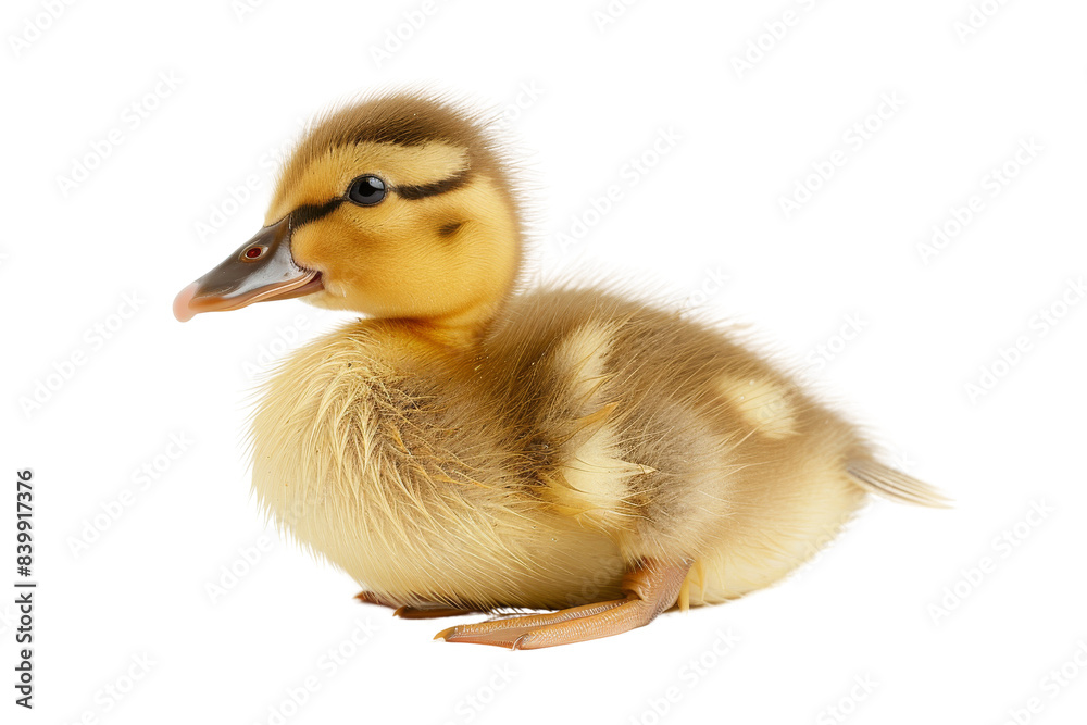 Adorable fluffy duckling sitting on a white background. Cute, small waterfowl perfect for animal and nature-themed projects. Adorable fluffy duckling sitting on a white background. Cute, small waterfowl perfect for animal and nature-themed projects.