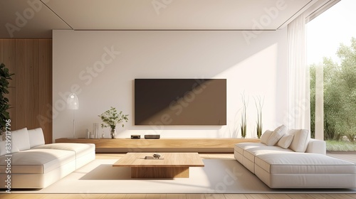 spacious blurred white modern interior