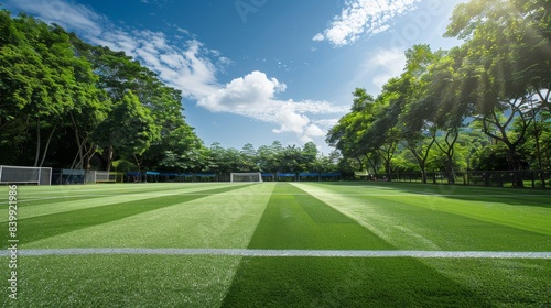 Wallpaper Mural A white line is drawn on a green field. The line is long and straight, and it is the only visible feature in the image Torontodigital.ca