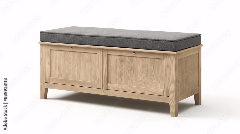 Modern wooden storage bench with cushioned seat, perfect for entryway, living room, or bedroom. Adds style and functionality to any space. Modern wooden storage bench with cushioned seat, perfect for entryway, living room, or bedroom. Adds style and functionality to any space.