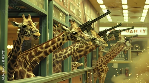 Armed crazy giraffes stormed into a bank