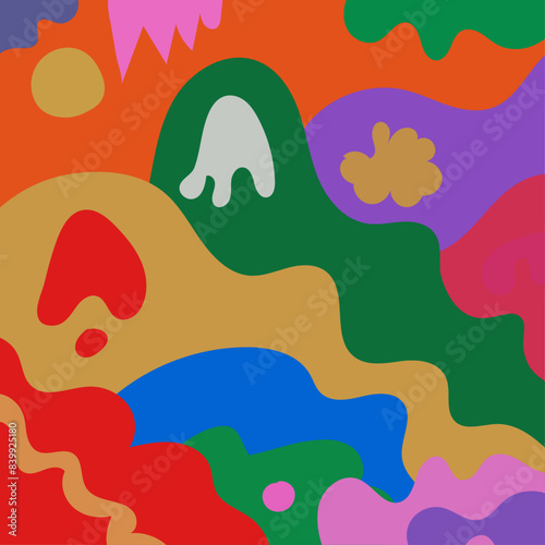 Abstract Colorful Floral Doodle Background