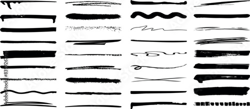 Wallpaper Mural Brush strokes, black ink underline vector, artistic lines, abstract, texture, grunge scrawl design elements, borders, paintbrush, hand drawn line brushstroke, wavy, straight, zigzag Torontodigital.ca