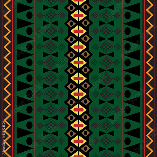Seamless pattern fabric pattern on a dark green