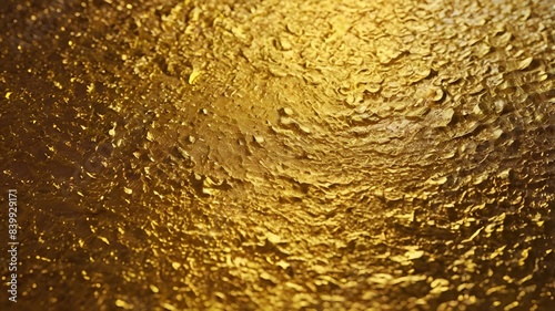 Granater AI A close-up of a golden surface with water droplets glistening, creating a captivating and reflective texture.