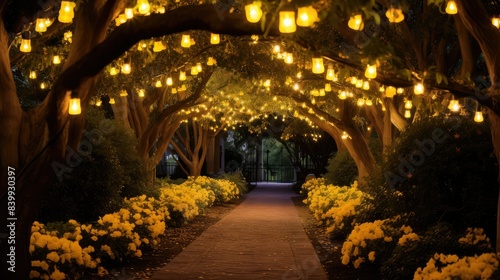 tranquil string of yellow lights