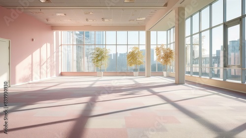 pastel clean building interior