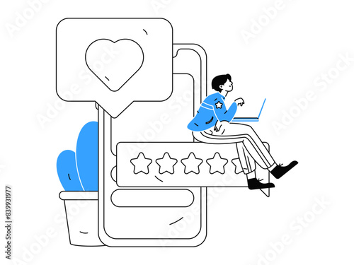 Virtual characters social communication concept business flat vector hand drawn illustration
