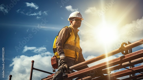 harness construction worker in sun
