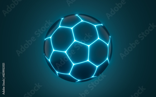 Abstract football and neon lines, glowing football, 3d rendering. © 婷婷 季