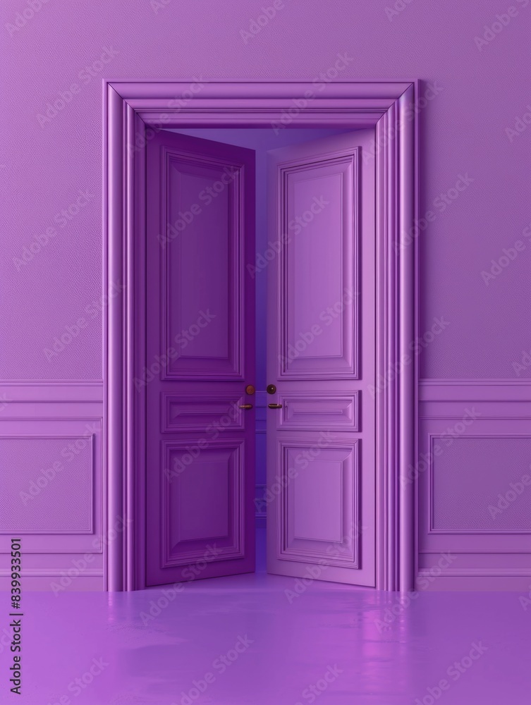 Purple room with open door Purple room with open door