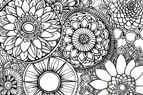 Cartoon cute doodles of intricate mandala designs with intricate details, Generative AI