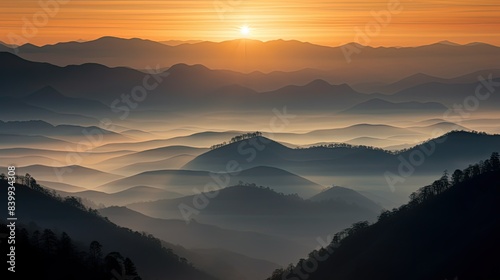 mountain wavy sun © vectorwin