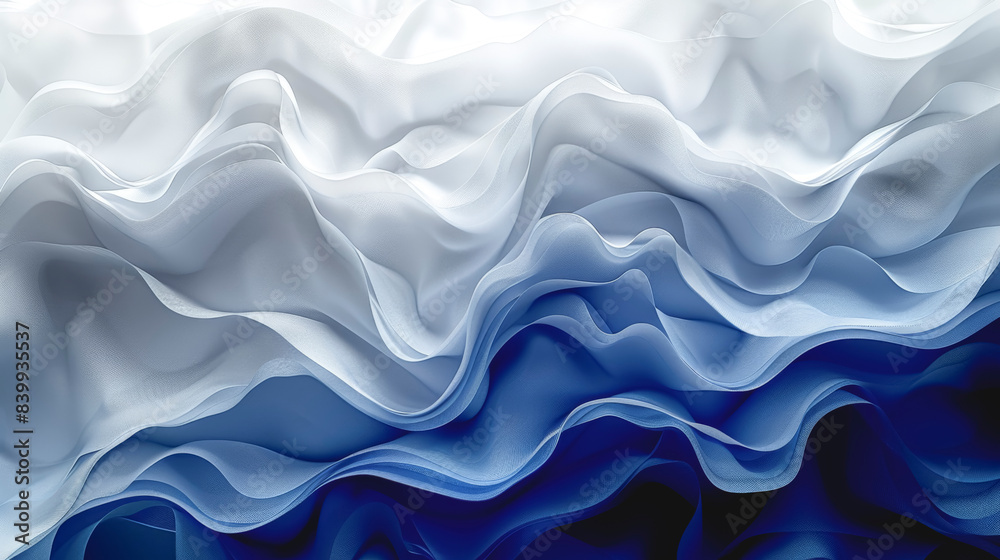 Abstract gradient wavy background in white and blue.