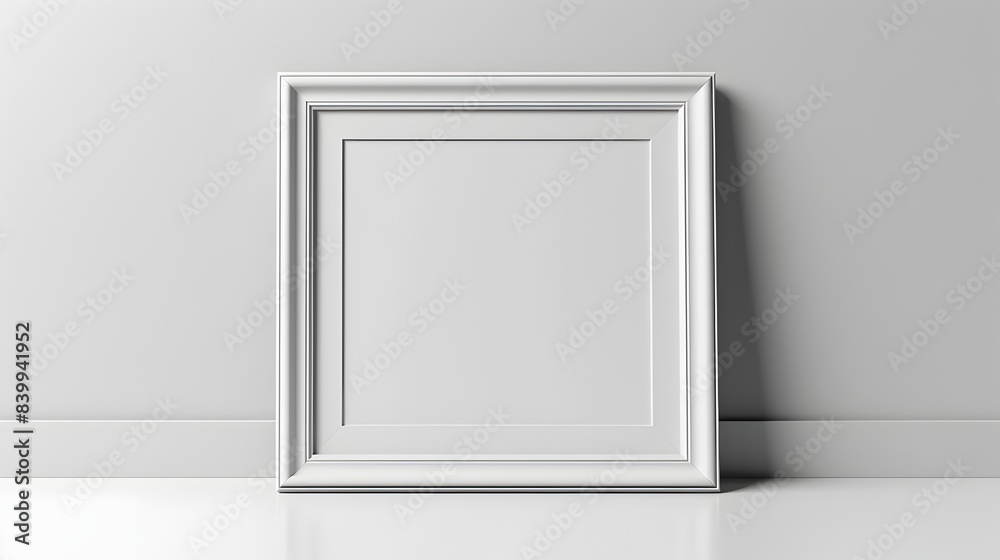 Minimalist White Frame with Clean Lines and Elegant Simplicity on White Background