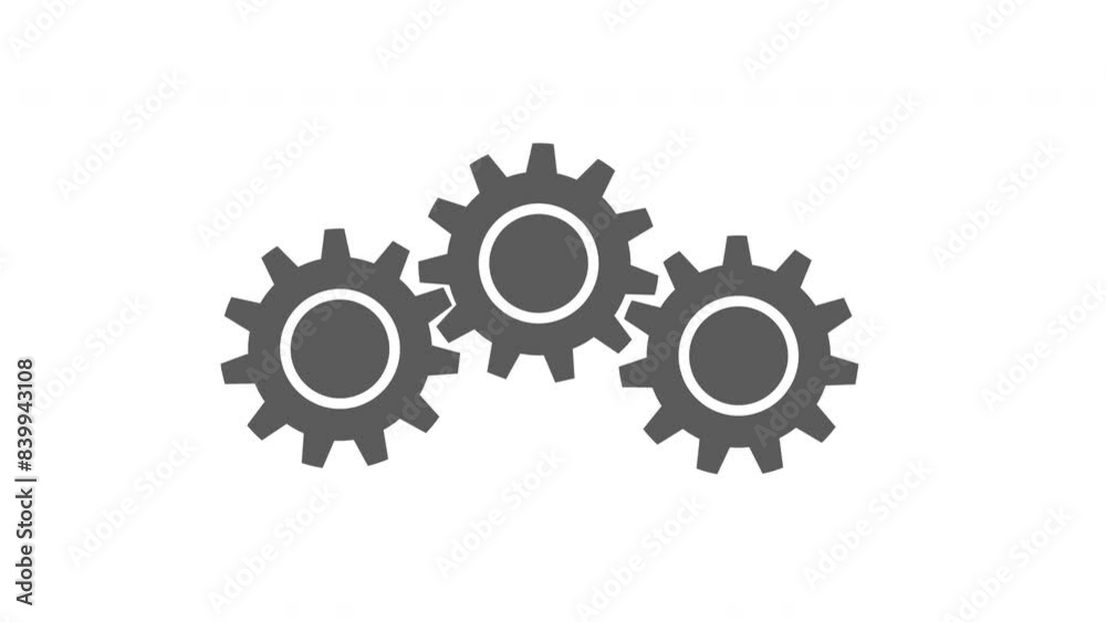 Three gears gray gear icons shapes rotating work concept 2d animation white Three gears gray gear icons shapes rotating work concept 2d animation white