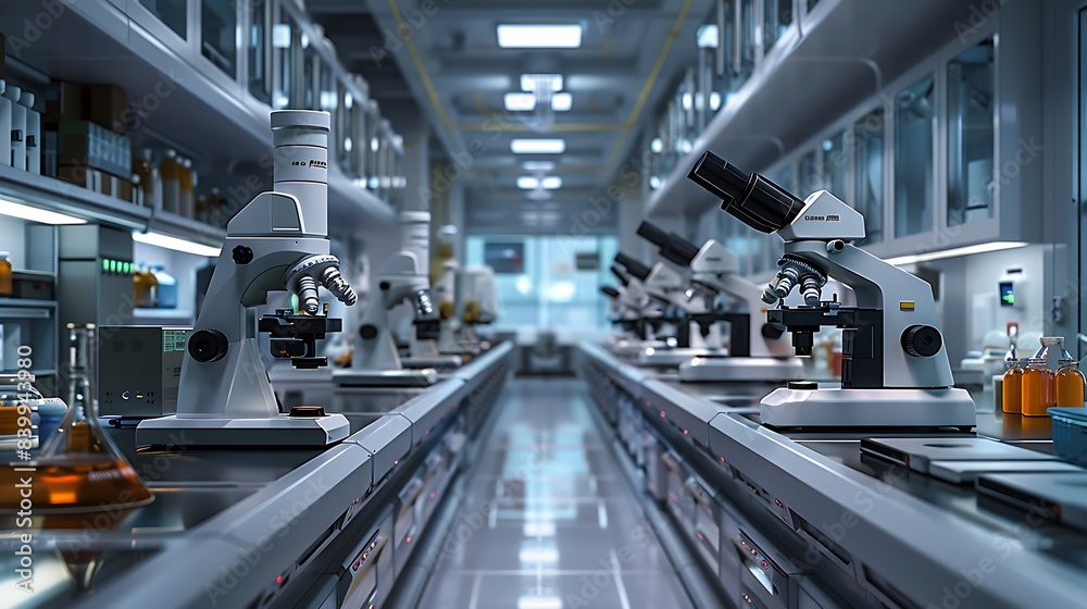 Fototapeta premium High-tech nanotechnology research facility with microscopes