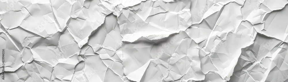 A white paper with a lot of wrinkles and creases. The paper is torn and crumpled, giving it a sense of chaos and disorder. The image evokes a feeling of disarray and confusion A white paper with a lot of wrinkles and creases. The paper is torn and crumpled, giving it a sense of chaos and disorder. The image evokes a feeling of disarray and confusion