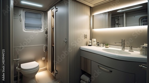 photograph blurred travel trailer interior