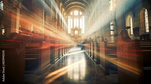 light blurred catholic church interior
