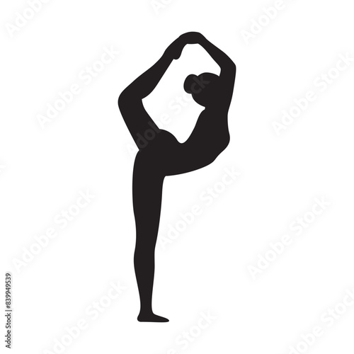 Vector illustration of Woman silhouette doing Natarajasana on transparent background