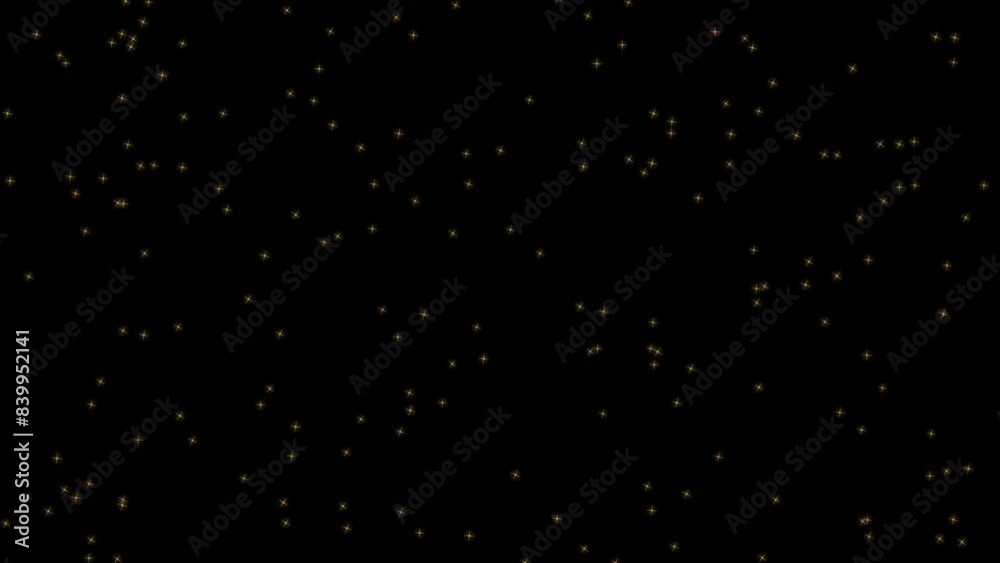 golden stars twinkling against a deep black background, creating a feeling of a tranquil starry night. The subtle blinking effect adds a dynamic quality, evoking the wonder and vastness of outer space